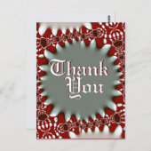 Modern Red+Silver Batik Dank u Briefkaart (Voorkant / Achterkant)