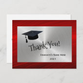 Modern Red Silver Pet Dank u Afstuderen Briefkaart (Voorkant / Achterkant)