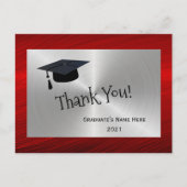Modern Red Silver Pet Dank u Afstuderen Briefkaart (Voorkant)