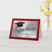 Modern Red Silver Pet Gefeliciteerd Afstuderen Kaart (Gele Bloem)