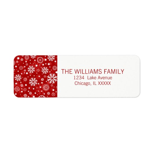 Modern Red Snowflake Holiday Return Label (Voorkant)