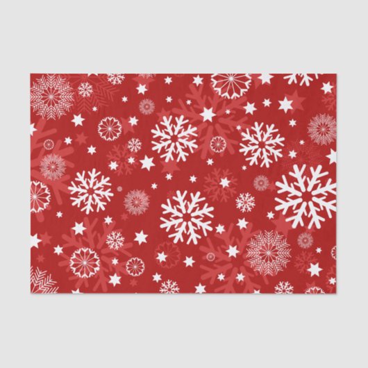 Modern Red Snowflake-kerstcadeaupapier Tissuepapier (Voorkant)