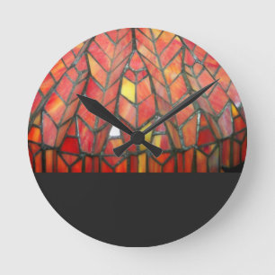 Modern Red Stained Glass Clock Ronde Klok