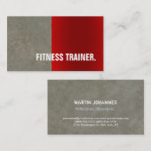 Modern Red Stone Wall Grey Fitness Trainer Visitekaartje (Voorkant / Achterkant)