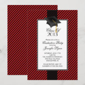 Modern Red Stripe Gradupe Party Invitation Kaart (Voorkant / Achterkant)
