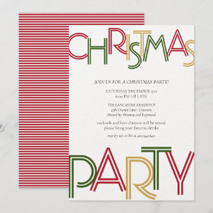 Modern Red Stripes Green Gold-kerstfeest Kaart