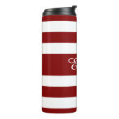 Modern Red Stripes Script Thermosbeker (Gedraaid links)