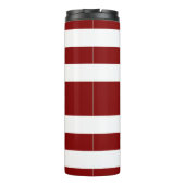 Modern Red Stripes Script Thermosbeker (Achterkant)