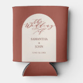 Modern Red Terracotta Calligraphy Wedding Favors Blikjeskoeler (Voorkant)