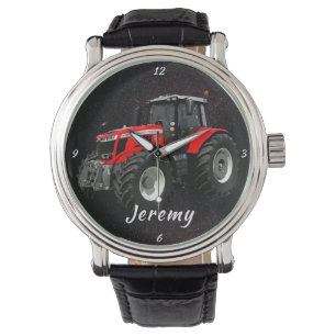 Modern Red Tractor Horloge