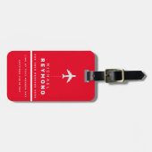 Modern Red Travel Bag Label met aangepaste naam Bagagelabel (Voorkant horizontaal)