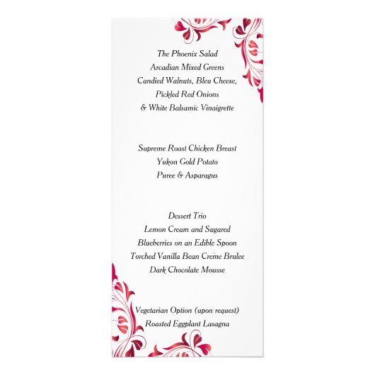 Modern Red Vine Floral - Menu (Achterkant)