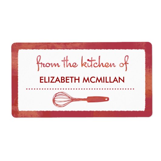 Modern Red Whisk Canning/Kitchen Labels (Voorkant)
