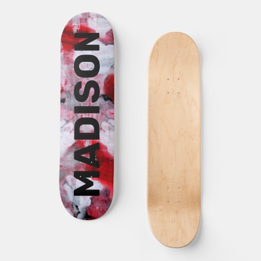 Modern Red White - Abstracte aangepaste persoonlij Skateboard (Voorkant)