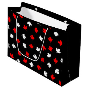 Modern Red White Canada Maple Leaf Black Pattern Groot Cadeauzakje