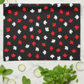 Modern Red White Canada Maple Leaf Black Pattern Theedoek (Gevouwen)