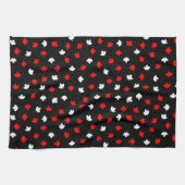 Modern Red White Canada Maple Leaf Black Pattern Theedoek (Horizontaal)