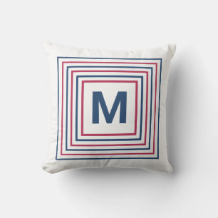 Modern Red White en Blue 4 juli Monogram Buitenkussen