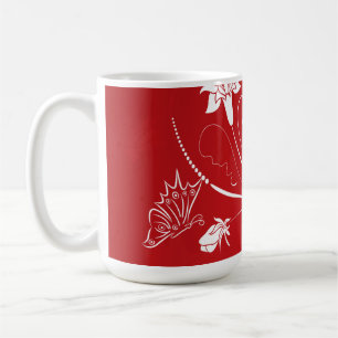 Modern Red & White Floral Koffiemok