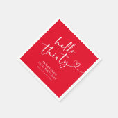 Modern Red White Hello 30th Birthday Servet (Hoek)