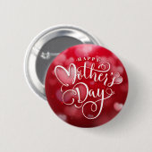 Modern Red White hoort Happy Moederdag Ronde Button 5,7 Cm (Voorkant /achterkant)