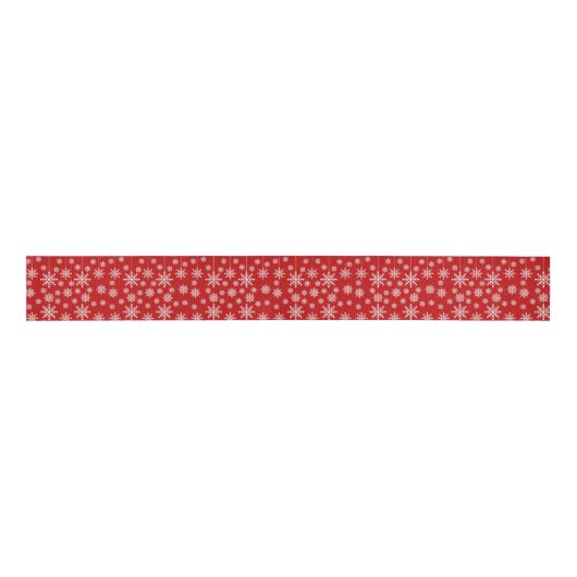 Modern Red & White Snowflake Christmas Holiday Grosgrain Lint (Voorkant)
