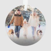 Modern Red White Snowflake Foto gepersonaliseerd Ornament (achterkant)