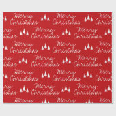 Modern Red White Trees Pattern Merry kerst Cadeaupapier (Vlak)