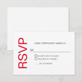 Modern Red White Wedding RSVP-antwoord RSVP Kaartje (Voorkant / Achterkant)