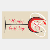 Modern Red Wine Glass Script 60th Birthday Rechthoekige Sticker (Voorkant)