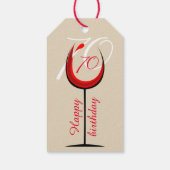 Modern Red Wine Glass Script 70th Birthday Cadeaulabel (Achterkant)