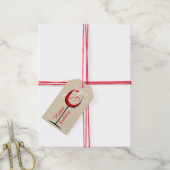 Modern Red Wine Glass Script 70th Birthday Cadeaulabel (Met Touw)