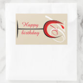 Modern Red Wine Glass Script 70th Birthday Rechthoekige Sticker (Tas)