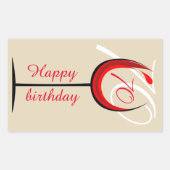 Modern Red Wine Glass Script 70th Birthday Rechthoekige Sticker (Voorkant)