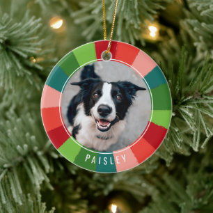 Modern Regenboog Kleurenwiel Huisdier Foto Kerstmi Keramisch Ornament