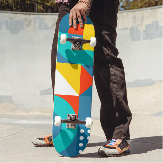 Modern Regenboog Kleurrijk Geometrisch Patroon Skateboard