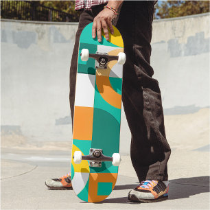 Modern Regenboog Kleurrijk Geometrisch Patroon Skateboard