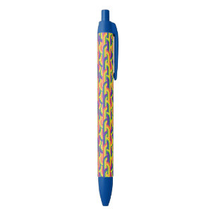 Modern regenboogpatroon blauwe inkt pen