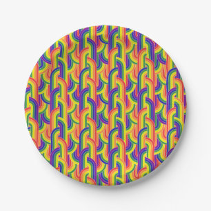 Modern regenboogpatroon papieren bordje
