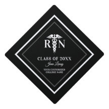 Modern Registered Nurse Black White Glitter Name