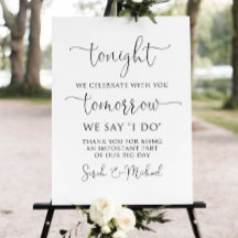 Modern Rehearsal Dinner Welcome Sign, Tonight We