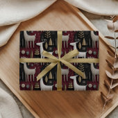Modern Reindeer Christmas Gift Wrap in Festive Red Cadeaupapier