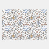 Modern Reindeer Pattern Personalized Christmas Inpakpapier Vel (Voorkant 3)