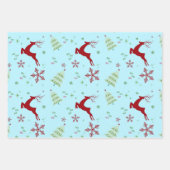 Modern Reindeer & Snowflake Gift Wrap Set Inpakpapier Vel (Voorkant 3)