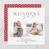 Modern religieus goud 2 foto geometrisch kerstfees feestdagenkaart (Voorkant / Achterkant)