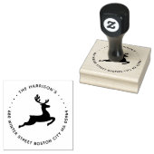 Modern rendier retouradres 	rubberstempel (Gestempeld)