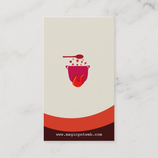 Modern Restaurant Cook Hot Simmering Pot Chef Visitekaartje (Achterkant)