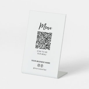 Modern Restaurants Menu QR-code Social Media Bord Reclamebord Met Voetstuk