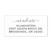 Modern retouradres in script 	rubberstempel (Afrduk)