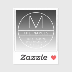 Modern retouradres & monogram   Verloop zwart Sticker
